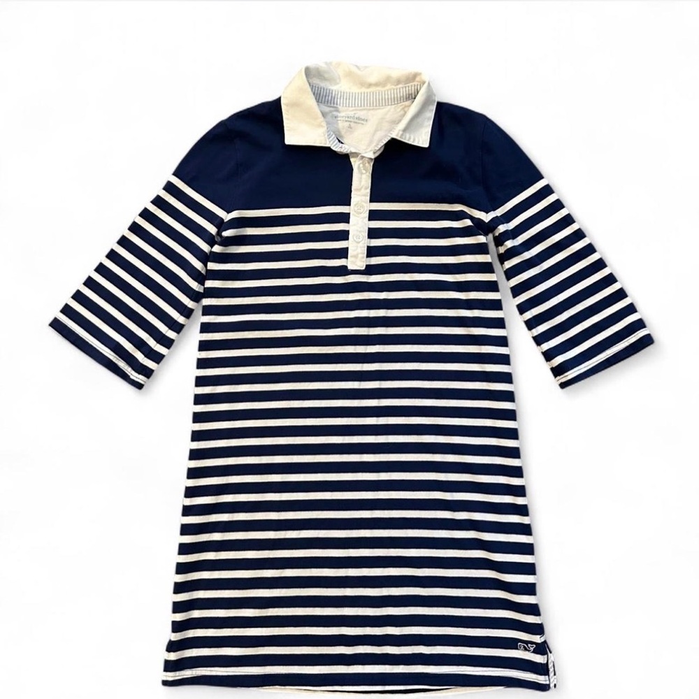 Vineyard Vines Navy and White Striped Kids L Casual Rugby‎ Style Dress